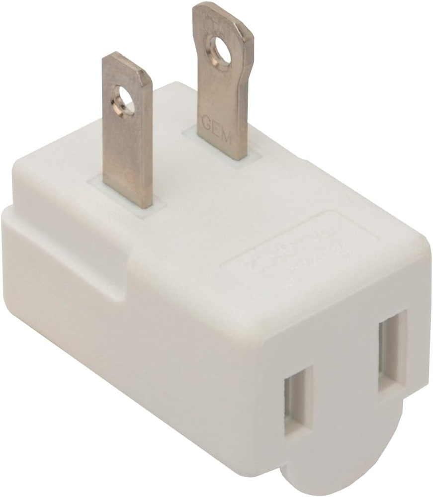 Polarized 2-Prong L Type Adapter, Vertical Right Angled down Angle AC Adapter, N