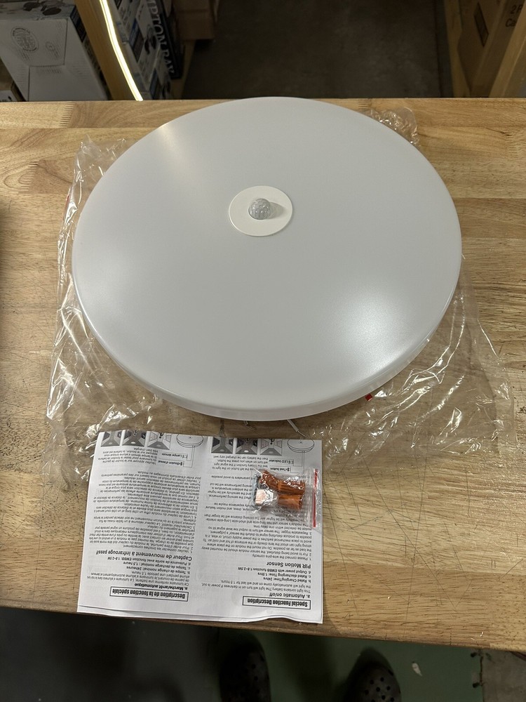 LEDVANCE 15” White Selectable LED Flush Mount with Motion Sensor and EM Backup