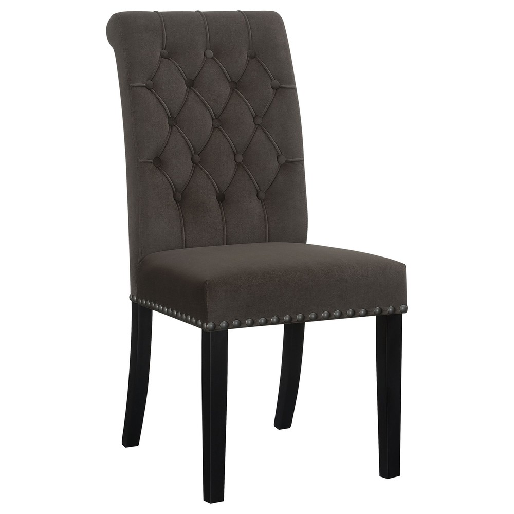 Brown and Rustic Espresso Tufted Side Chairs