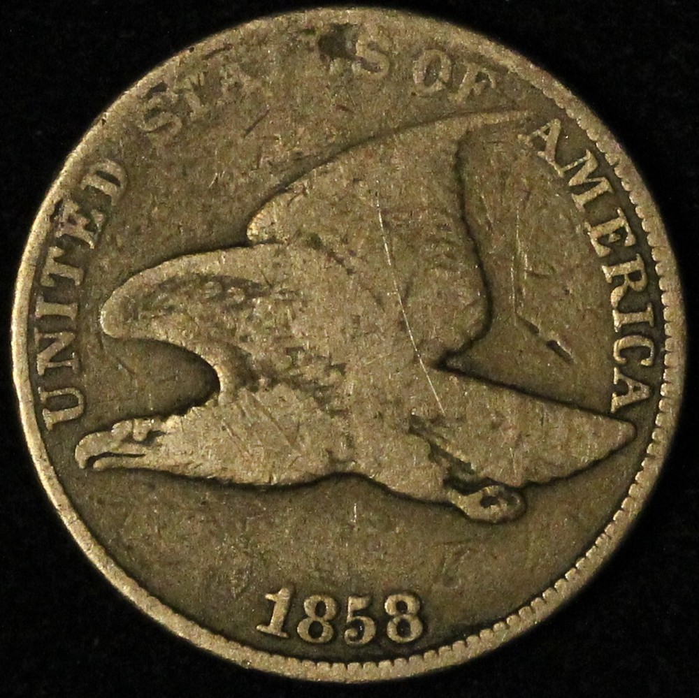 1858 1c Small Cent Flying Eagle - Free Shipping US