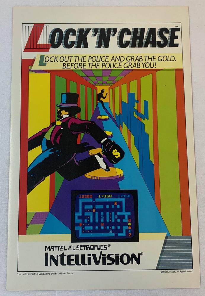 1982 Mattel Electronics Intellivision video game ad page ~ LOCK N CHASE