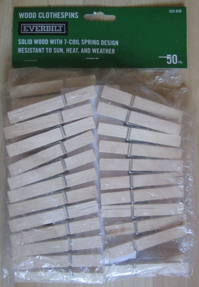 Everbilt Wood Clothespins 36 (partial) PACK Solid Wood With 7-Coil Spin Design