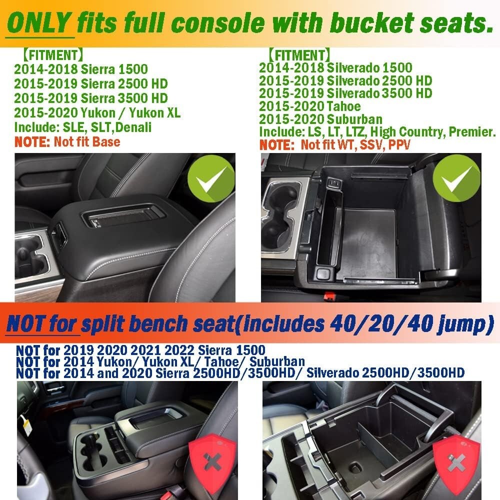 TACOBRO Center Console Organizer Insert Tray Armrest Storage ABS Plastic, Black