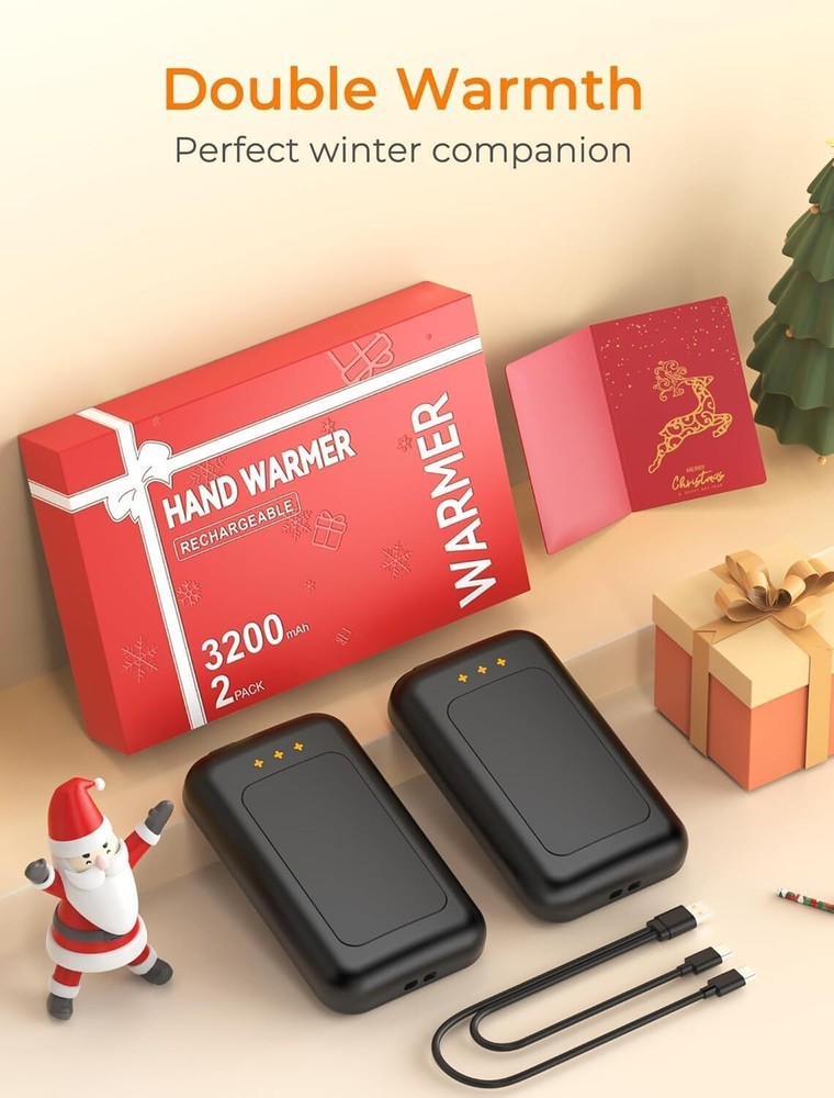 Rechargeable Hand Warmers 2 Pack Fast Heating NTC Temperature Control