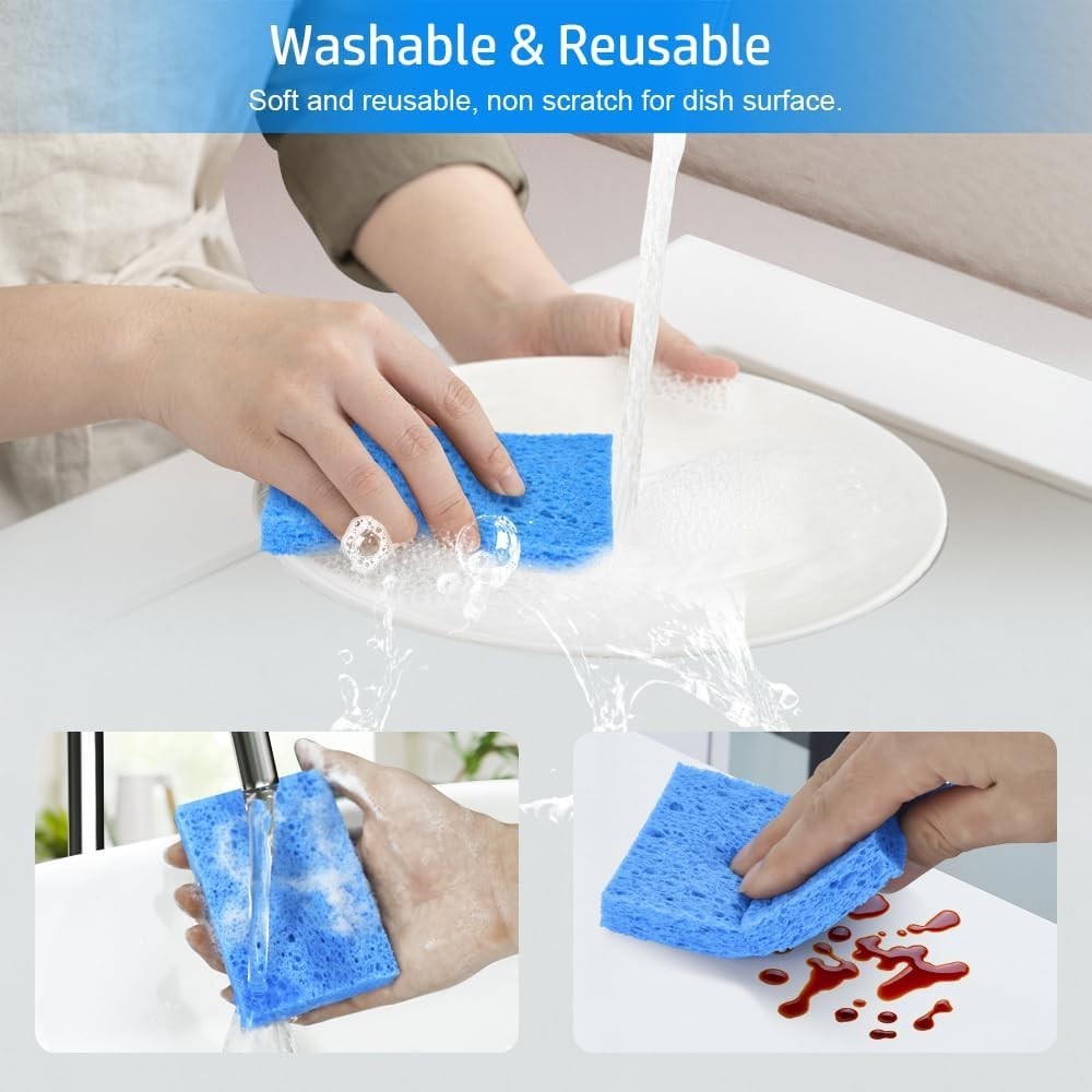 Multipurpose Non-Scratch Kitchen Sponges – 4PCS Compressed for Easy Storage