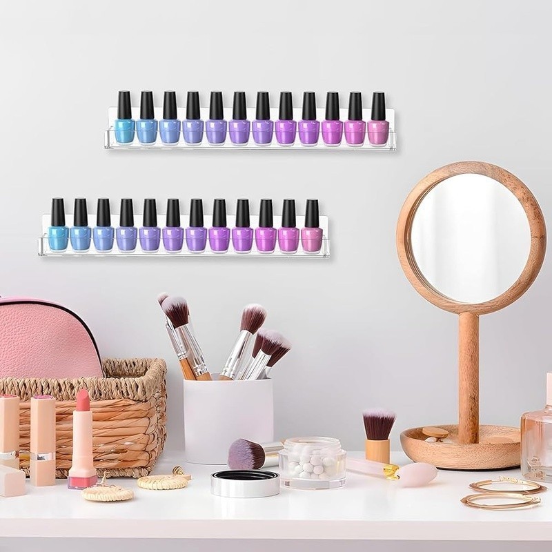 Acrylic Nail Polish Rack Wall Shelf Space Saving Organizer Essentials Lipstick