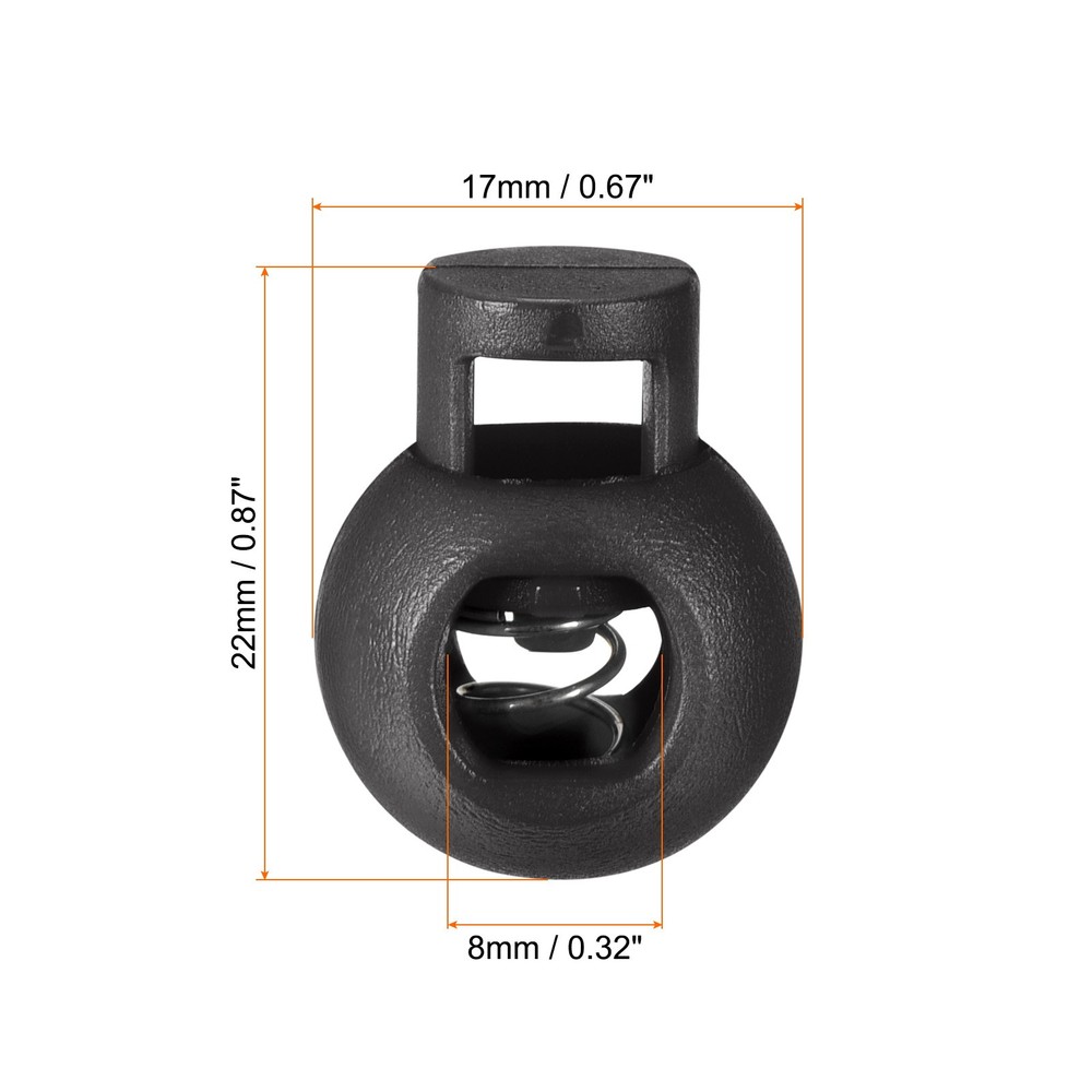 Cord Locks, 100 Pack Ball Spring Toggle Stopper, Black