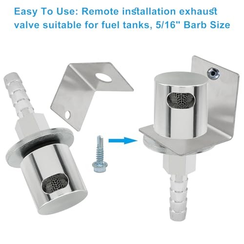 Remote Mount Vent Valve for Fuel Tanks, Roll Over Valve with bracket Silver