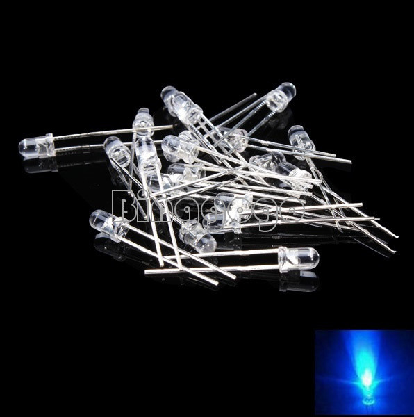 100pcs 3MM Blue 5000MCD Round Water Clear LED Light