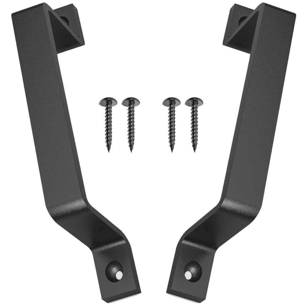 8" Black Iron Pulls for Gates, Sheds - 2 Pack