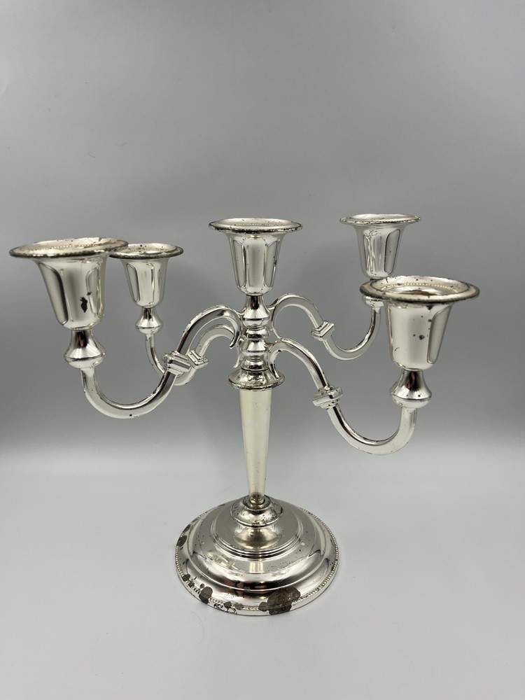 Vintage Silver Plated Candelabra, 23cm tall.