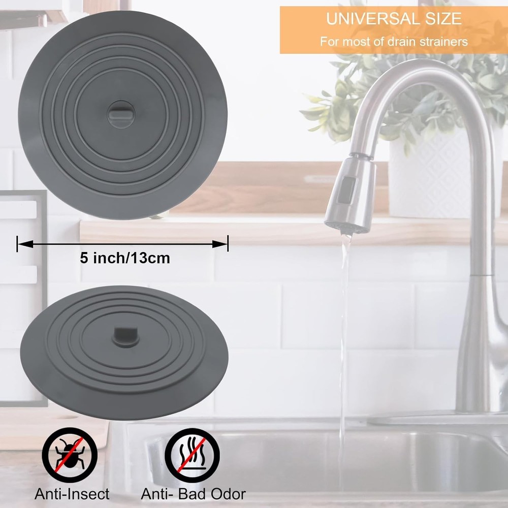 Chic 2-Pack Silicone Drain Covers in Grey & White - Super Suction Technology