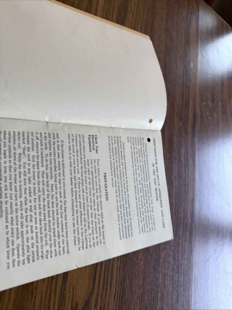 Vintage 1900 Whirlpool Ironer Operating Manual