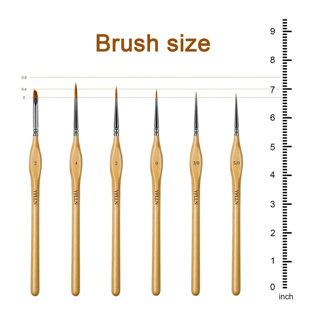 6Pcs Miniature Paint Brushes Set with Triangular Handles - for 12PCS, Wooden