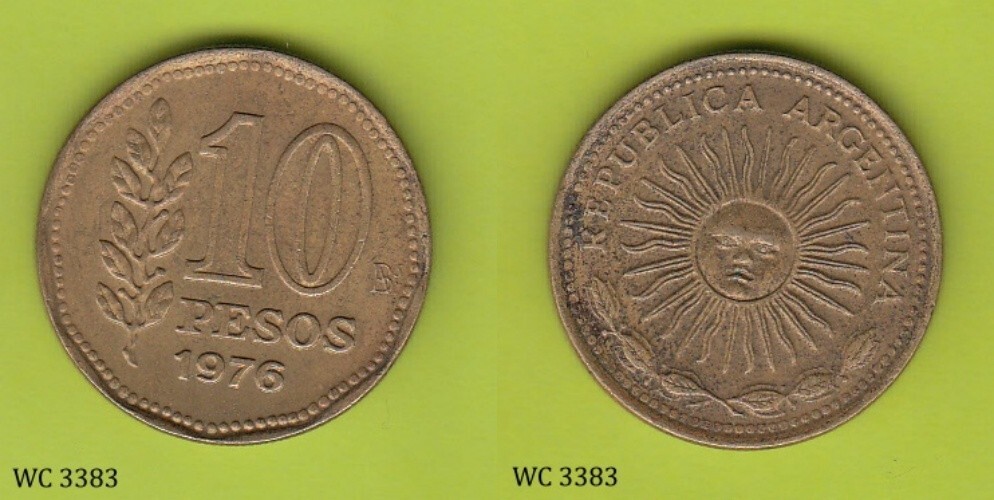 Argentina 10 Pesos 1976 Coin