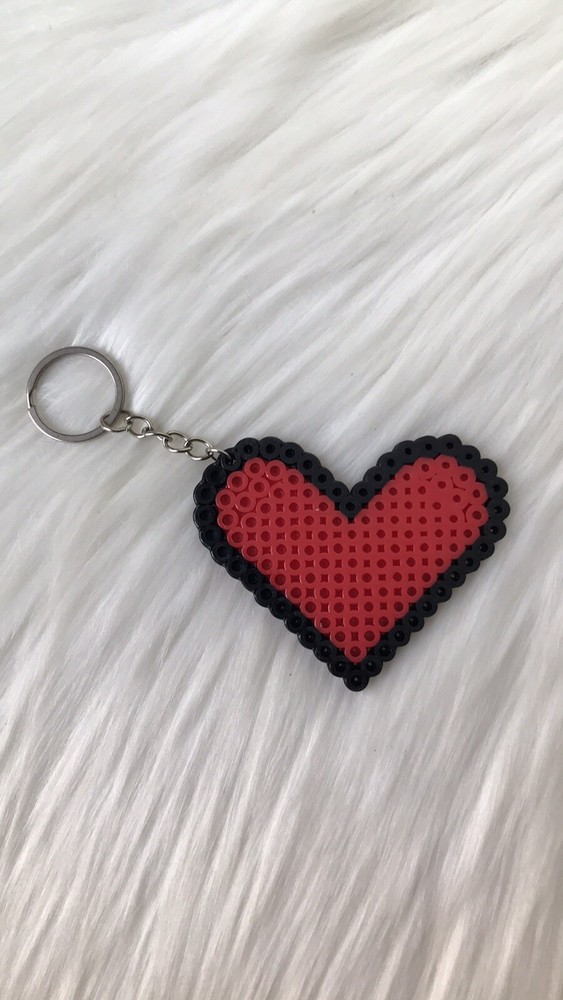 heart red handmade keychain perle beads