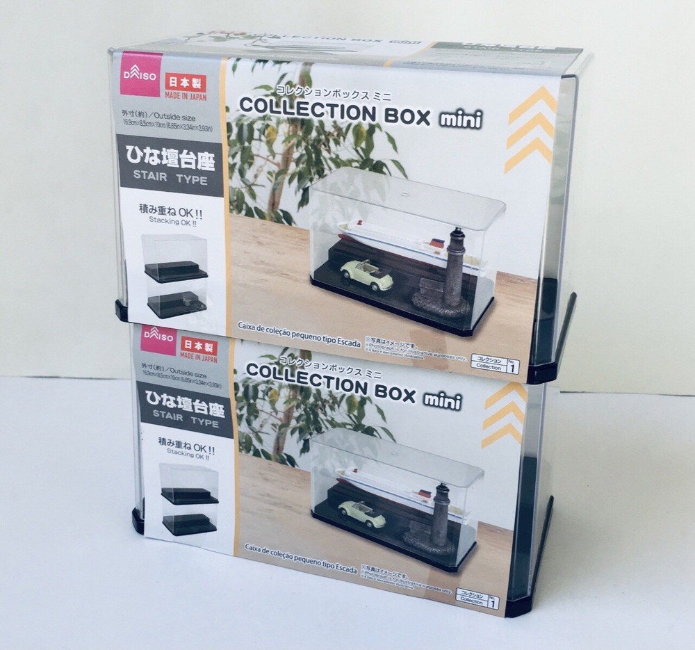 2 pcs DISPLAY SHOW CASE (2 Steps) Stackable Acrylic 6.5"x3.75x3" JAPAN Bx-143