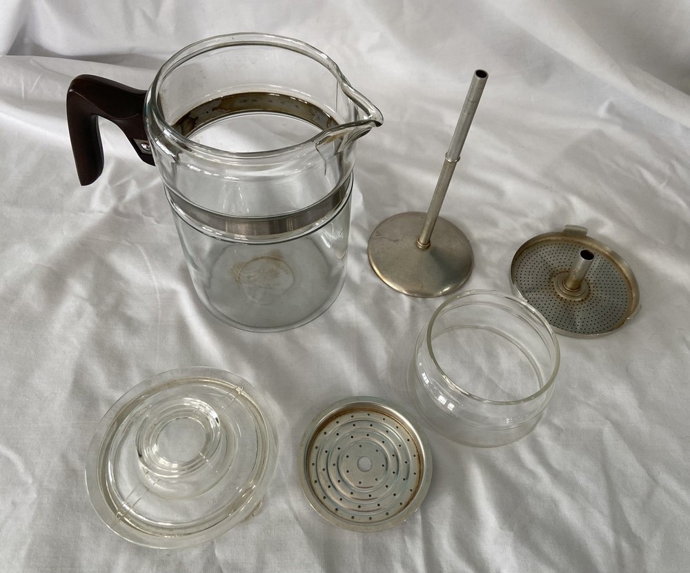 Vintage Pyrex Flame Ware Complete Stove Top Percolator With Bakelite Handle