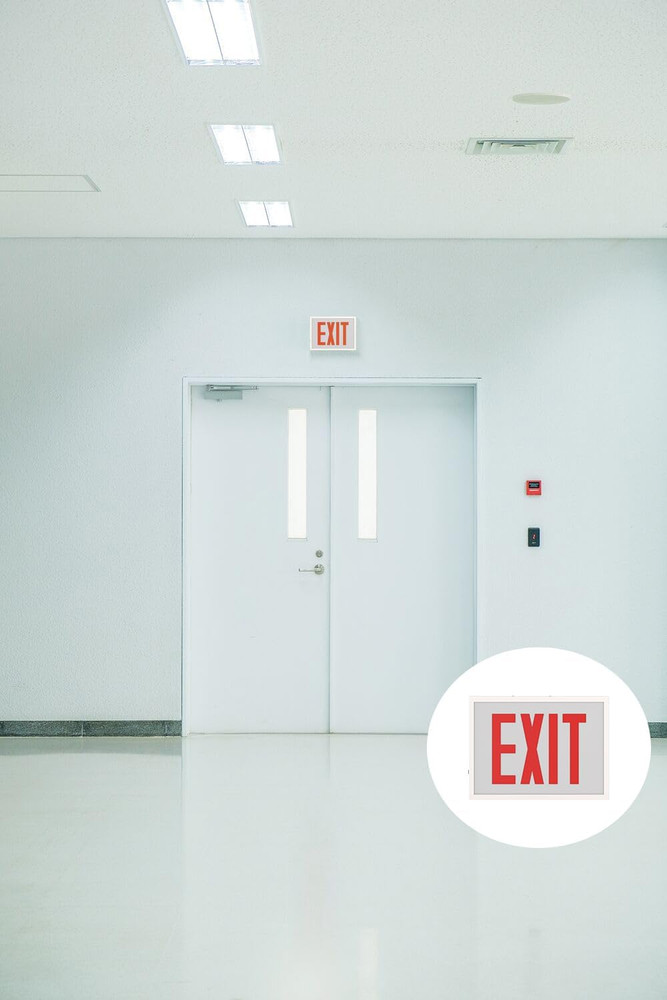 Indura TCE Exit Sign with LED Light Source, Steel Construction, Switchable Red a