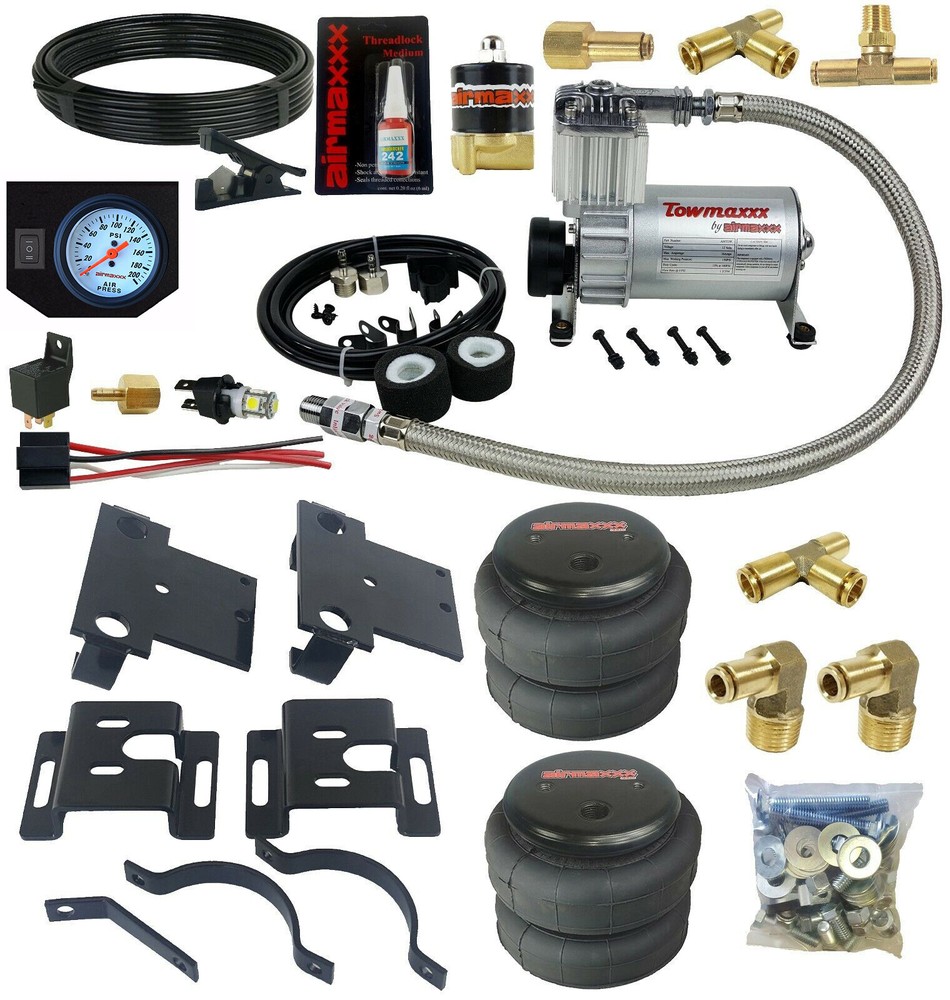 Air Helper Spring Load Level Kit Bolt On White Gauge Fits Silverado 2500 2001-10