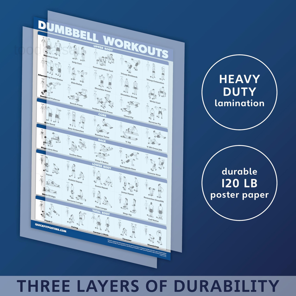 10 Pack - Exercise Workout Poster Set - Cable Machine, 18" x 24", LAMINATED