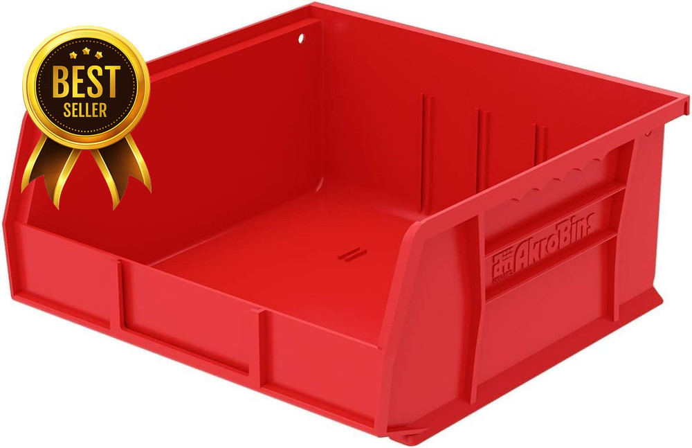 Stackable Plastic Storage Bins 6 Pack 11x11x5 Garage Pantry Organization Red