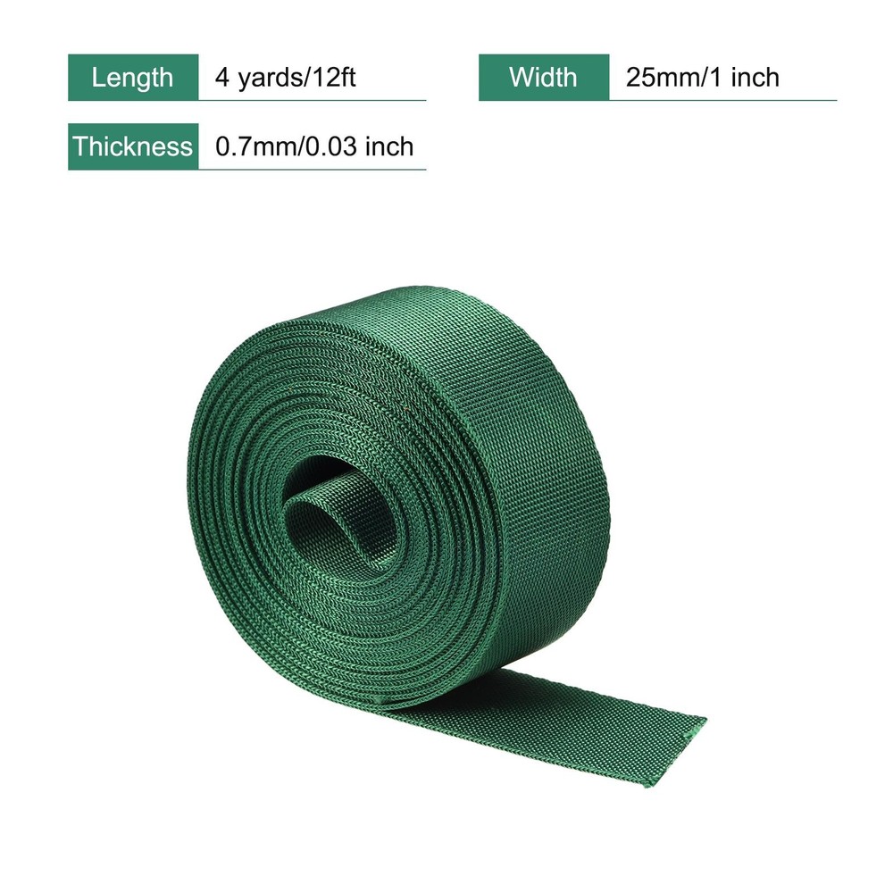 Flat Nylon Webbing Strap 1 Inch 4 Yards Green for Backpack, Luggage-rack