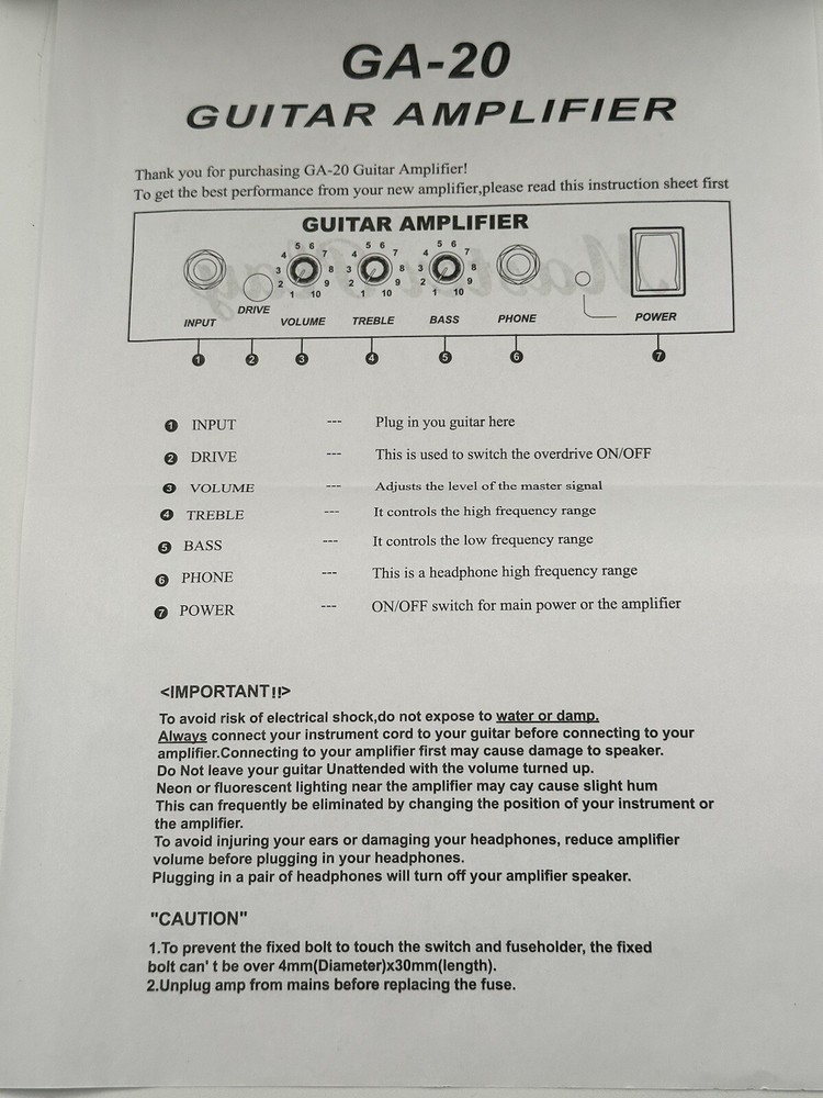 Master Play GA-20 Guitar Amplifier New No Packaging