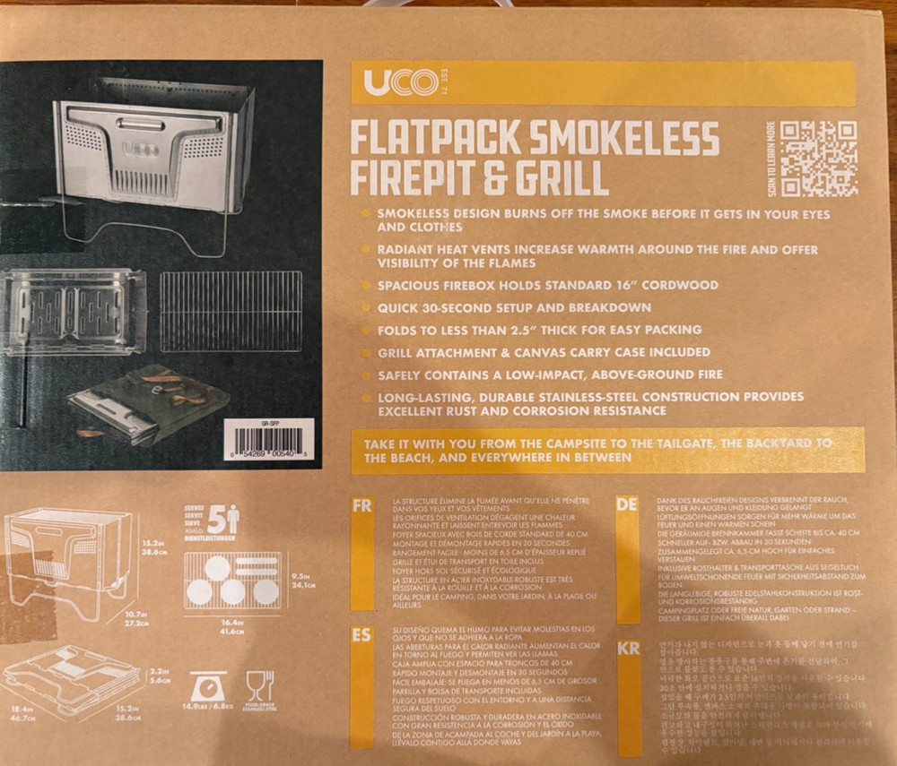 NEW UCO Flatpack Smokeless Firepit and Grill