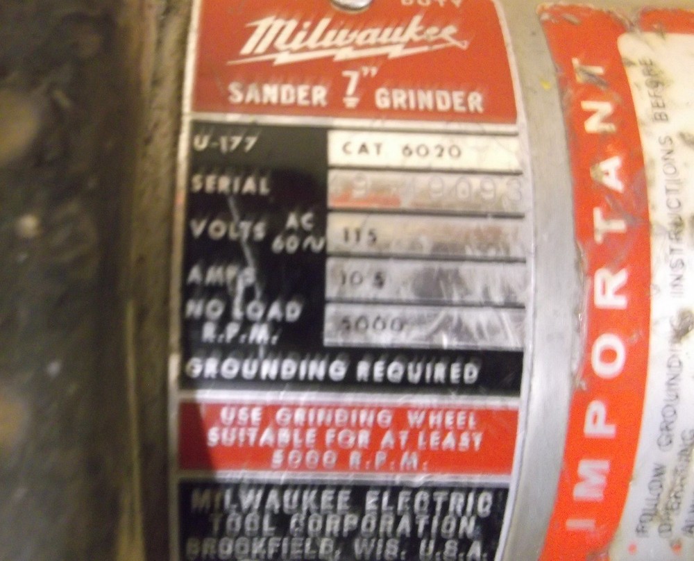 MILWAUKEE 6020 Heavy Duty 7" SANDER GRINDER
