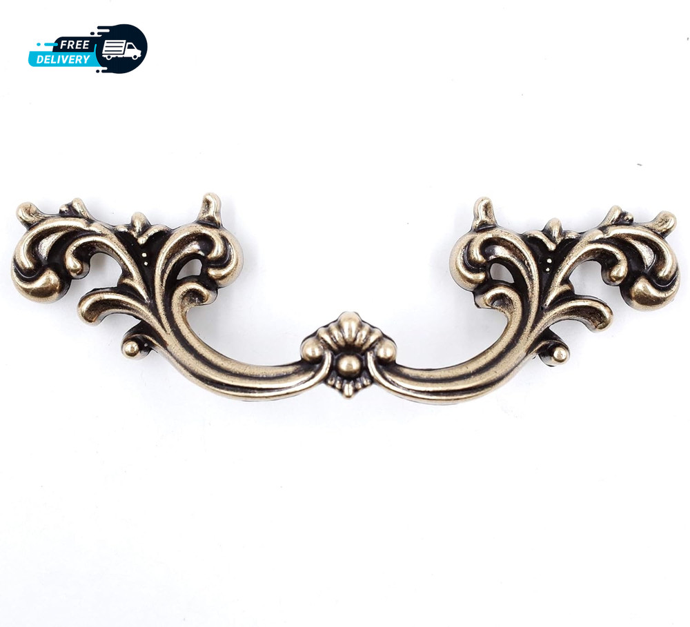 French Provincial Drawer Pulls - 6-Pack Antique Brass 2-1/2" Hole Centers