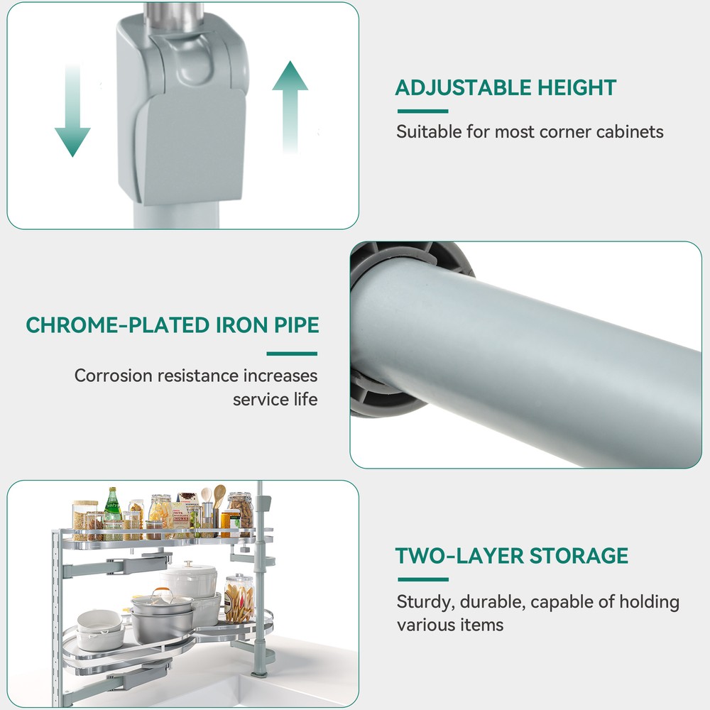 Swing Left Blind Corner Kitchen Cabinet Pull Out Organizer for 36"