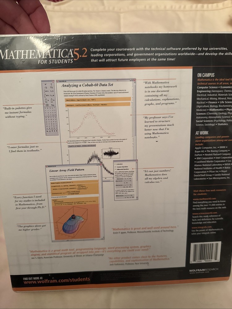 Wolfram Research Mathematica 5.2 For Students Only Software NEW SEALED