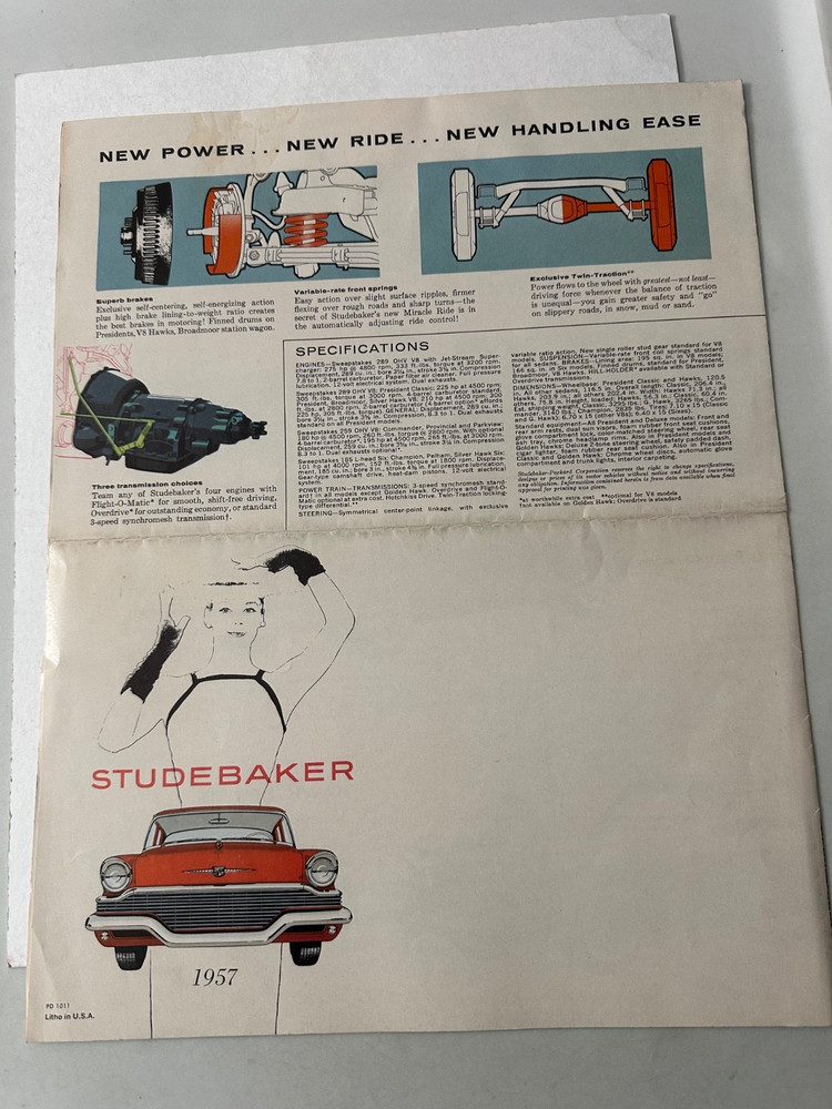STUDEBAKER Official Sales Brochure/Poster - 1957!