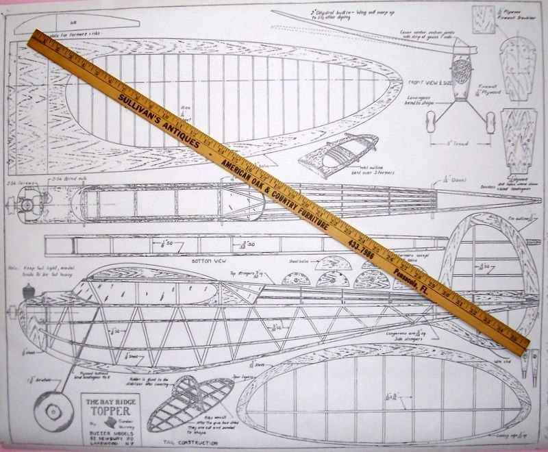 BAY RIDGE TOPPER PLAN + ORIGINAL BUILDING ARTICLE for 44" OT FF Model Airplane