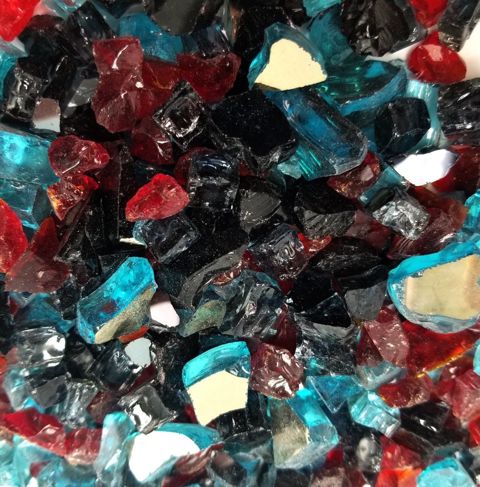Black Red Blue Blend Reflective Fireglass - Fireplace & Fire Pit Glass Crystals