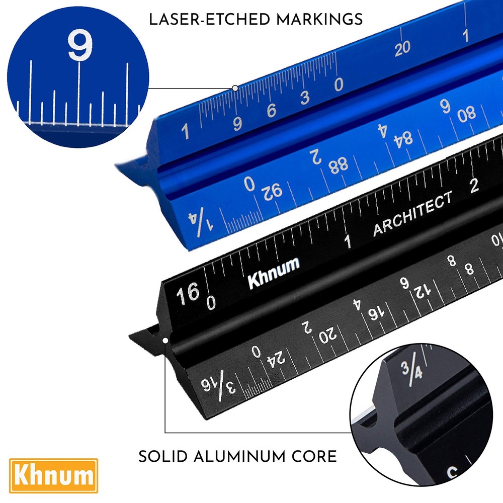 12-Inch Architectural and Engineering Scale Ruler Set (Imperial) | Black