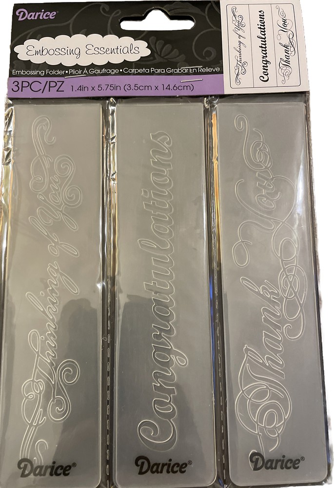 Darice Essentials Phrases Embossing Folder Congratulations Thank you Universal