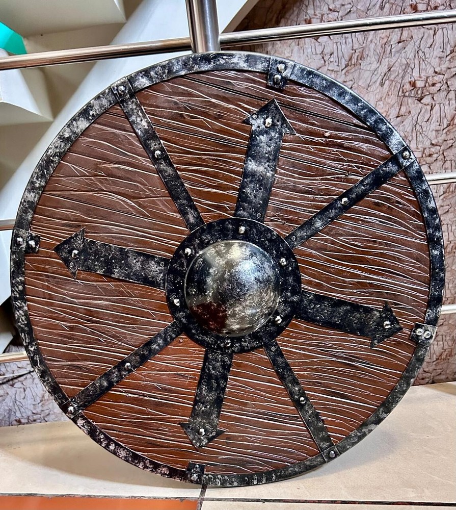 Medieval Viking Shield 24" – Authentic Round Design in Brown-Black pattern