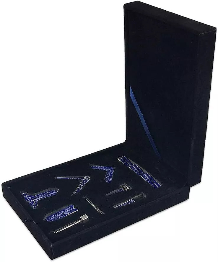 Masonic Working Tools Set Bondi Blue Freemason Tools Accessories Mini Velvet Box