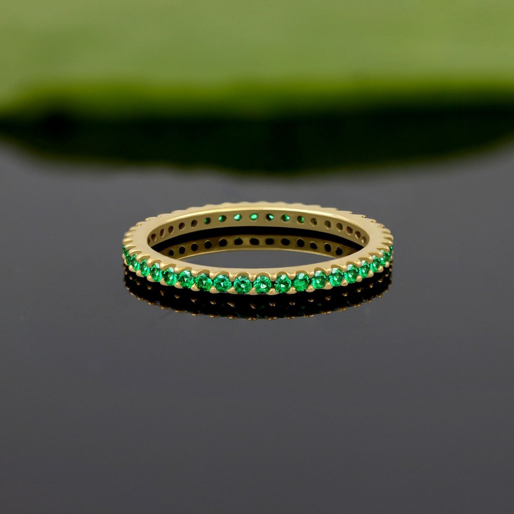 18K Yellow Gold Plated Lab Created Sapphire/Ruby/Emerald Stackable Dainty Ring