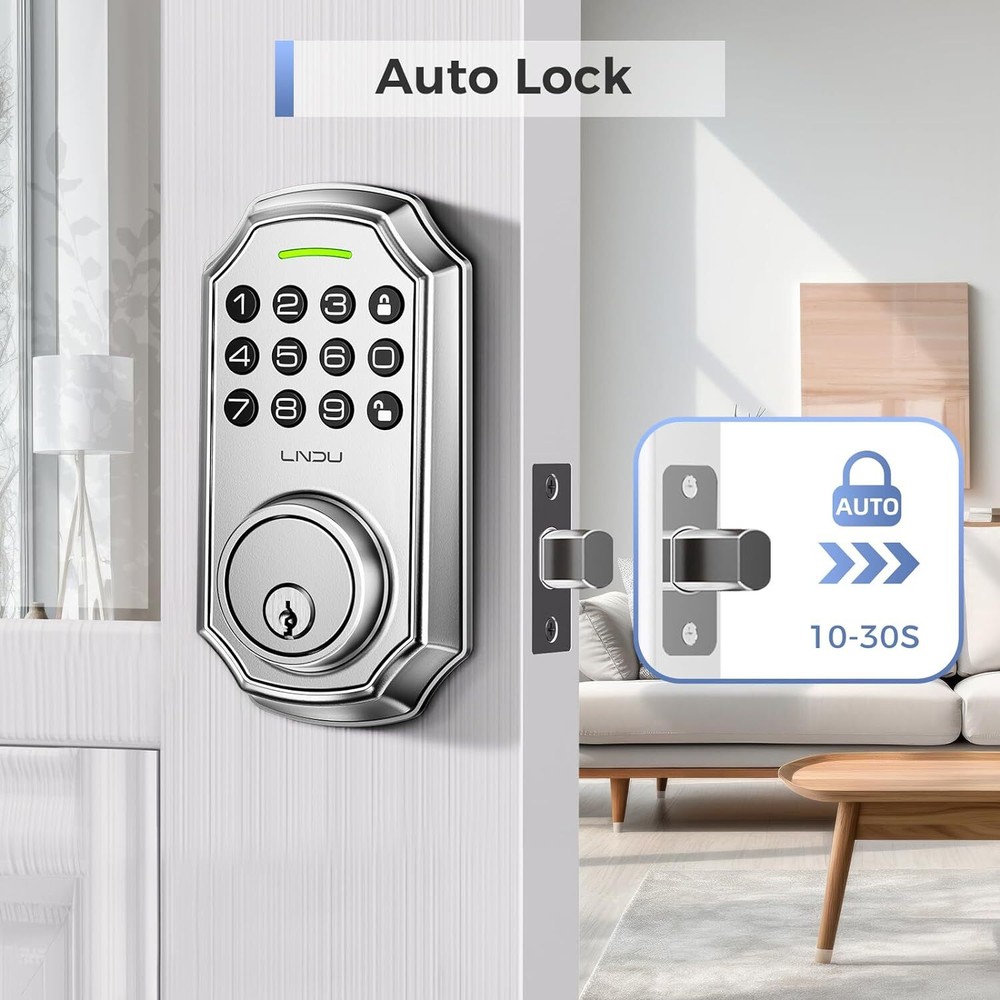 Smart Front Door Lock Set Electronic Keypad Deadbolt Keyless Entry ＆ 100 Codes