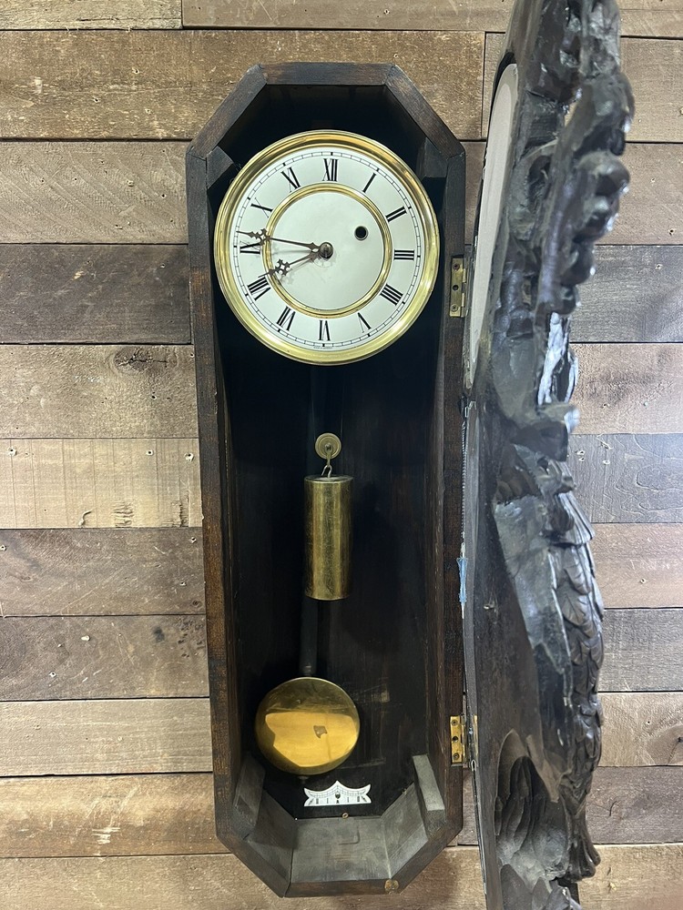 Antique Black Forest Papier-Mâché Hunters Clock
