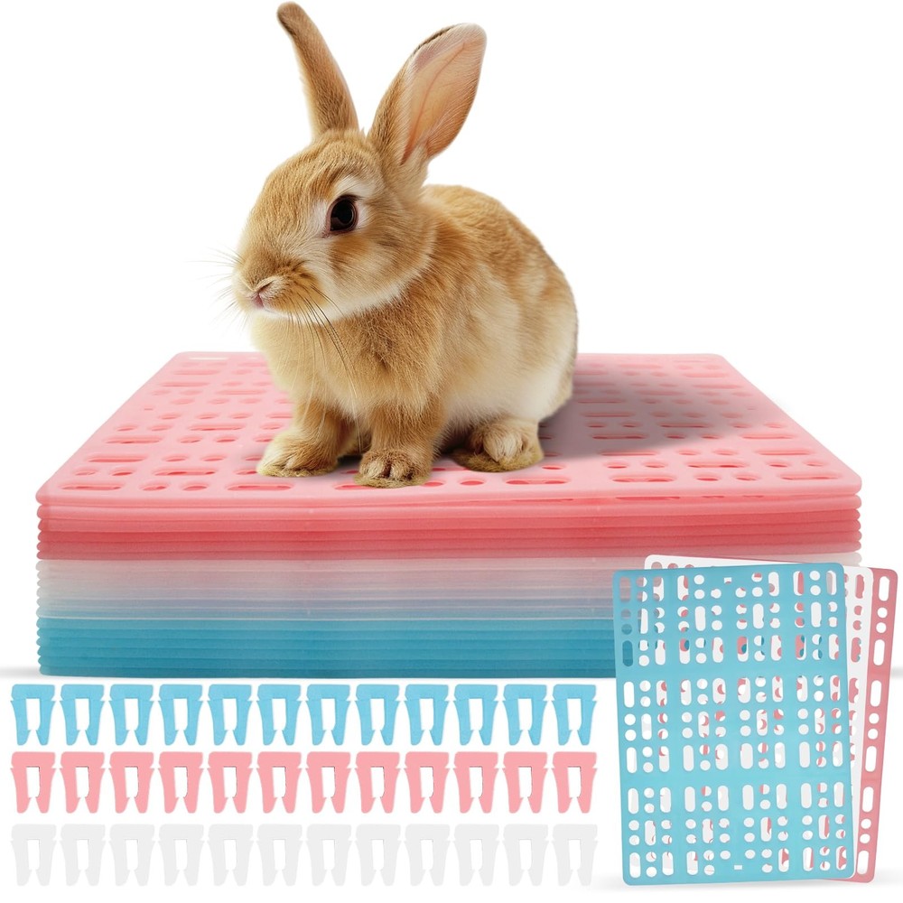 18 Pack Plastic Rabbit Cage Mat, Bunny Resting Mats for Cage with Snap Joint,...