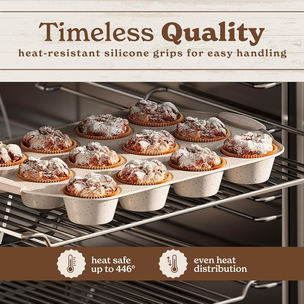 Nonstick Stackable Bakeware Set - Heavy Duty, Durable, Easy Release Baking Set,