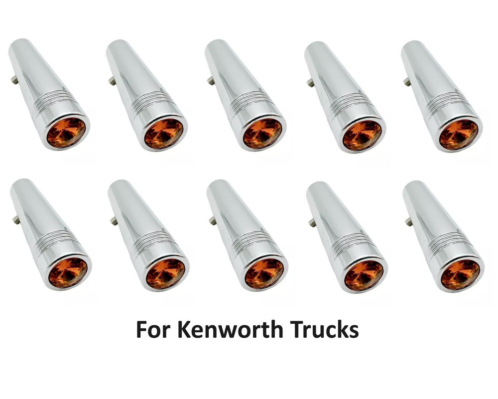 (Set/10) Amber Toggle Switch Extensions 2-1/4" Long Chrome Metal For Kenworth
