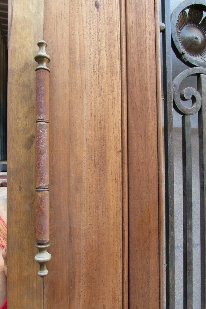 Double antique entry door with iron insert X1798