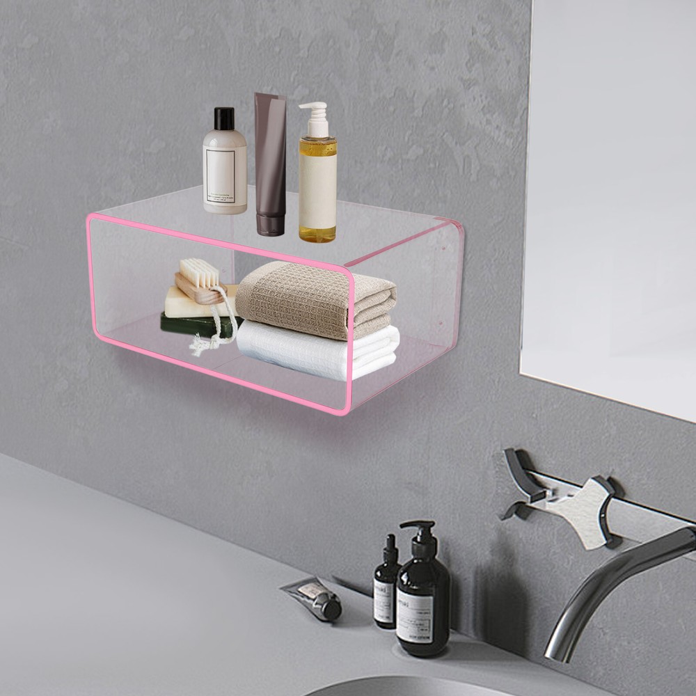 Wall-Mounted Bedside Table Acrylic Bedside Bookshelf Acrylic Floating Nightstand