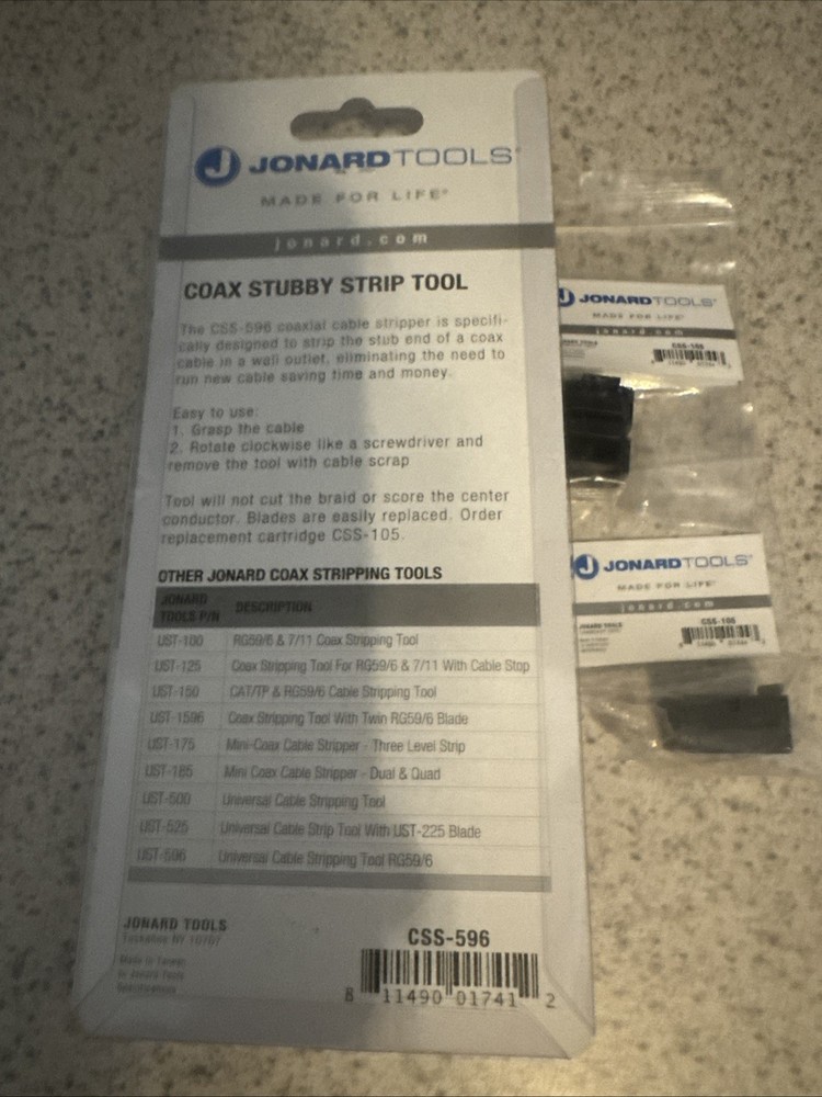 Jonard Tools CSS-596 Coax Cable Stubby End Strip Tool for RG59 & RG6 Cables