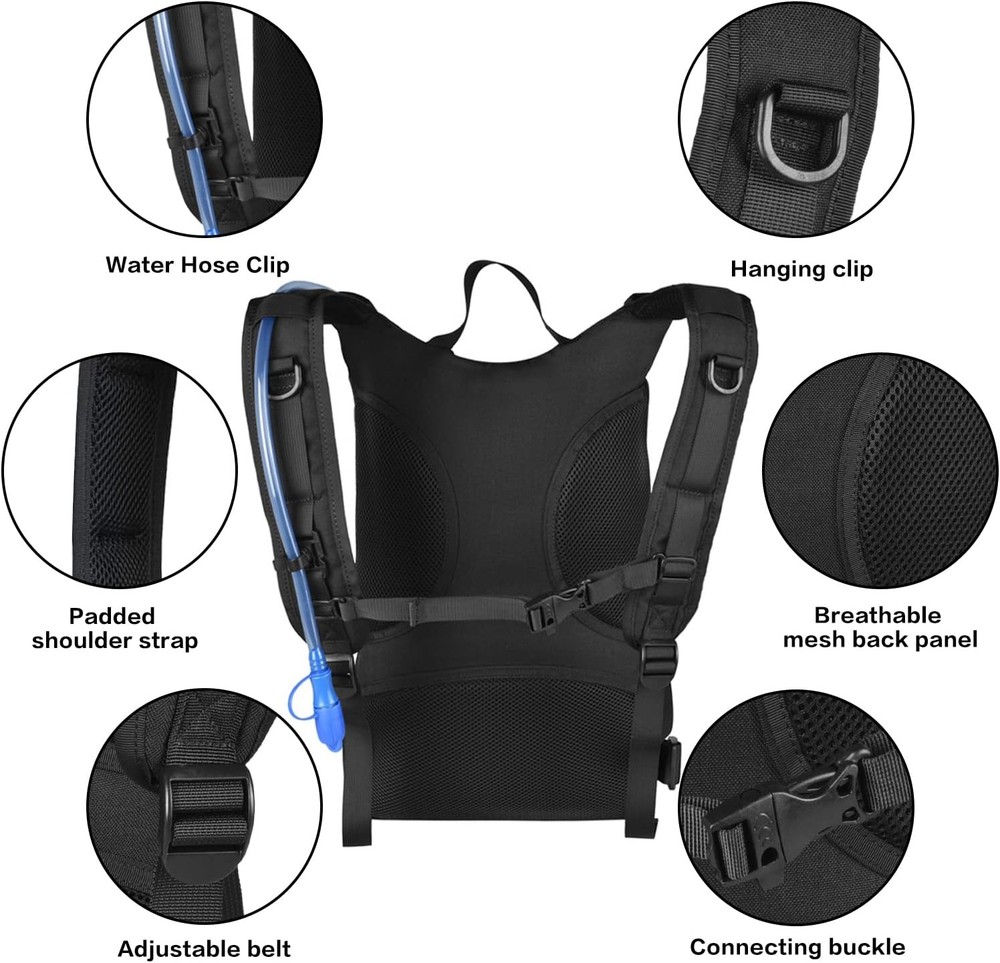 MOSISO Tactical Hydration Pack Backpack, Lightweight Military Daypack Black